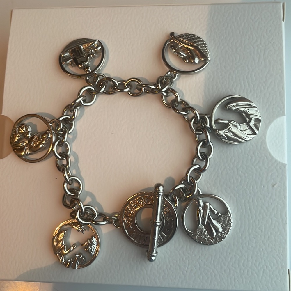 Miracles of Christ heavy sterling silver reversible seven charm bracelet